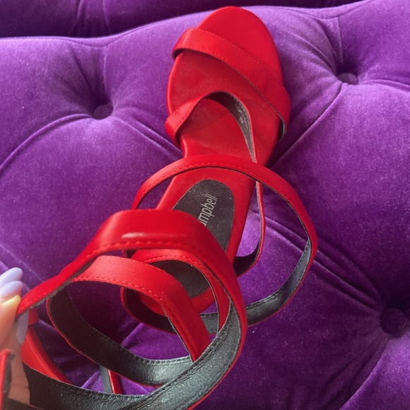 Jeffrey Campbell Melinda heels with knee-high tall coil wraps in red size 8 - Picture 5 of 5